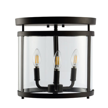 Ciel Simple Farmhouse 12.5" Metal/Glass Rustic Vintage LED Flush Mount - JONATHAN Y